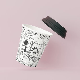 Tarot Cards Bridal Shower Wedding Lovers B+W Paper Cups