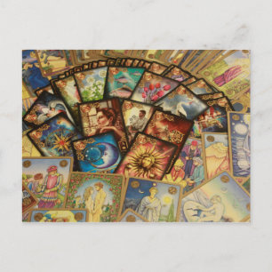 tarot cards postcard