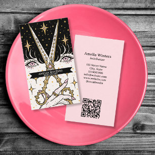 Tarot Celestial Vintage Hair Stylist Gold Scissors Business Card