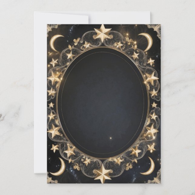 Tarot Celestial Wedding Sun Moon Stars Gold Card (Front)