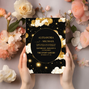 Tarot Celestial Wedding Sun Moon Stars Gold Invitation
