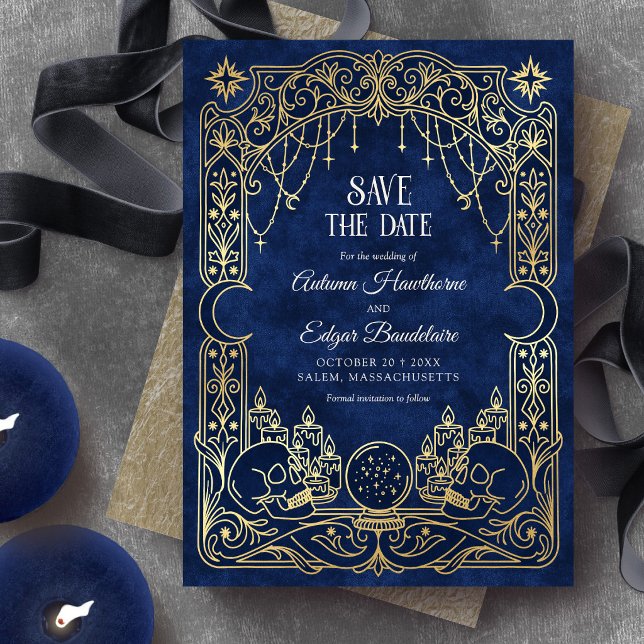 Tarot Halloween Gothic Blue Wedding Save The Date (Creator Uploaded)