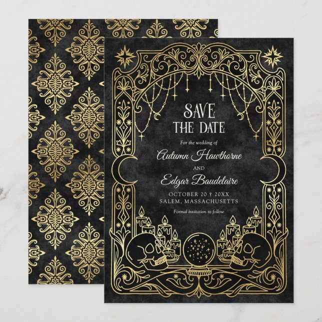 Tarot Halloween Gothic Wedding Save The Date (Front/Back)