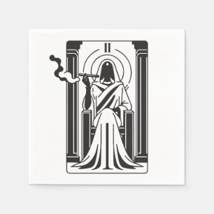 Tarot High Priestess Weed Smoking Occult Napkin