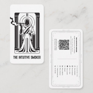 Tarot High Priestess Weed Smoking Social Media QR Business Card