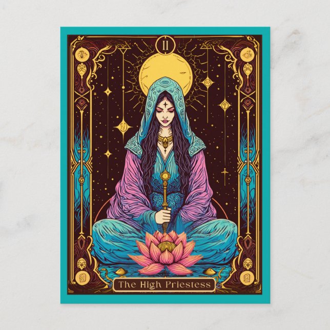 Tarot Illustration, the High Priestess Postcard (Front)