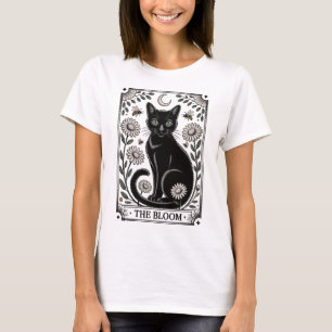 Tarot Karte - Schwarze Katze mit Blumen T-Shirt