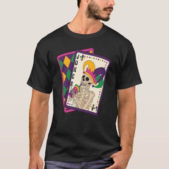 Tarot Mardi Gras Skeleton Joker Carnival 2023 T-Shirt (Front)
