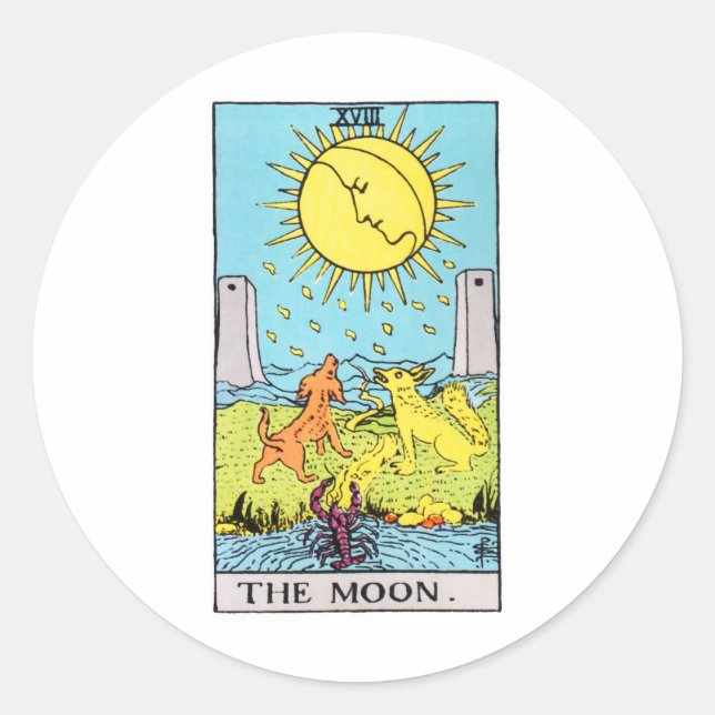 tarot-moon classic round sticker (Front)