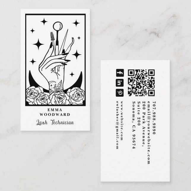 Tarot Mystic Lash Tech Hand Business Card (Front/Back)