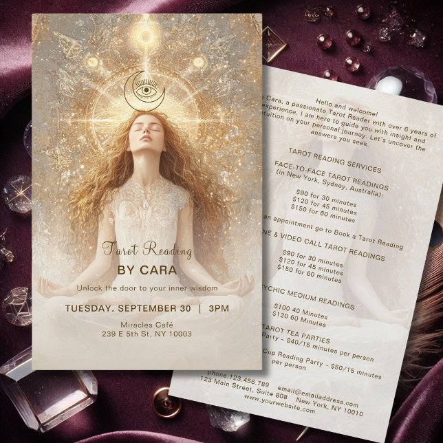 Tarot Mystic Woman Eye Moon Gold Flyer (Tarot Mystic Woman Eye Moon Gold Flyer)