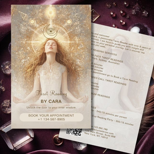 Tarot Mystic Woman Eye Moon Gold QR Code Flyer (Tarot Mystic Woman Eye Moon Gold QR Code Flyer)