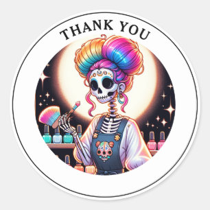 Tarot Nail Technician Thank You  Classic Round Sticker
