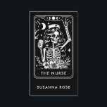 Tarot Nurse Black  Business Card<br><div class="desc">Tarot card theme nurse business card with nurse skeleton on a black background.</div>