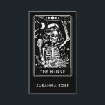 Tarot Nurse Black  Business Card<br><div class="desc">Tarot card theme nurse business card with nurse skeleton on a black background.</div>