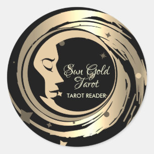 Tarot Reader Gold Stars Moon Classic Round Sticker
