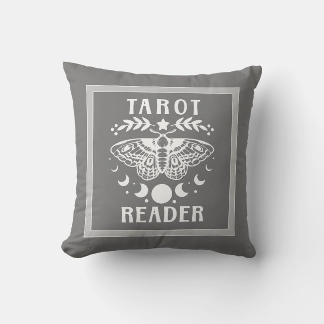 Tarot Reader Moon Phase Galaxy Stars Throw Pillow (Front)