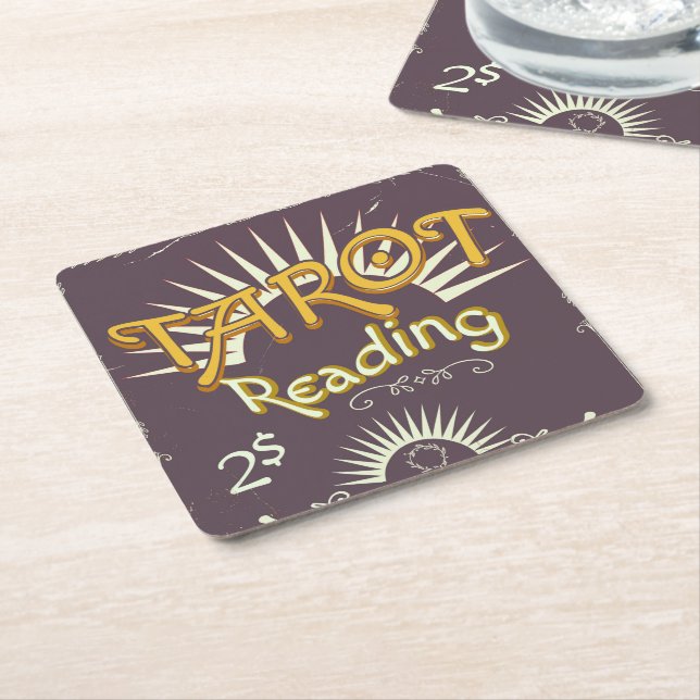 Tarot Reader vintage print Square Paper Coaster (Angled)