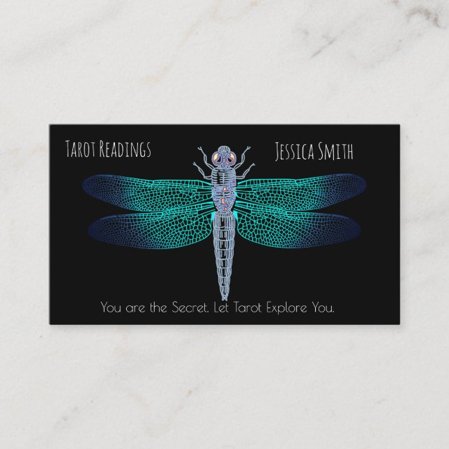 Tarot Readings Dragon Fly Stylish Aqua Colours Appointment Card (Front)