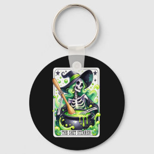 Tarot The Stirrer Funny Halloween Witch Tarot Card Keychain