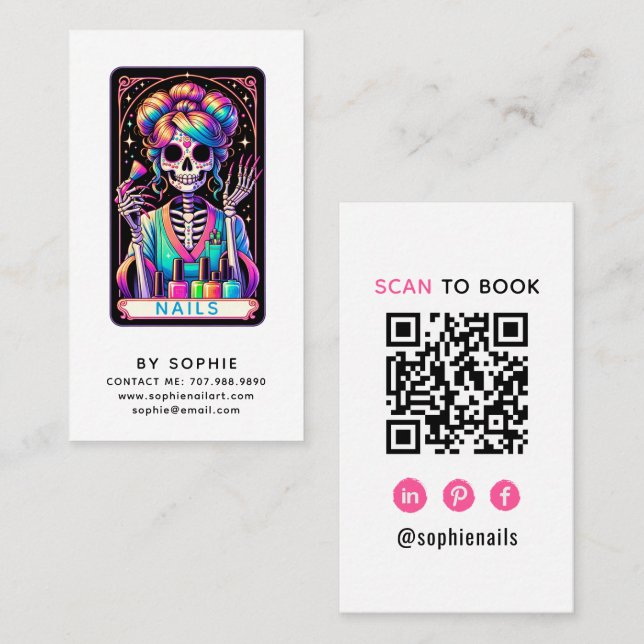 Tarot Theme Nail Tech Nail Art Business Card (Front/Back)