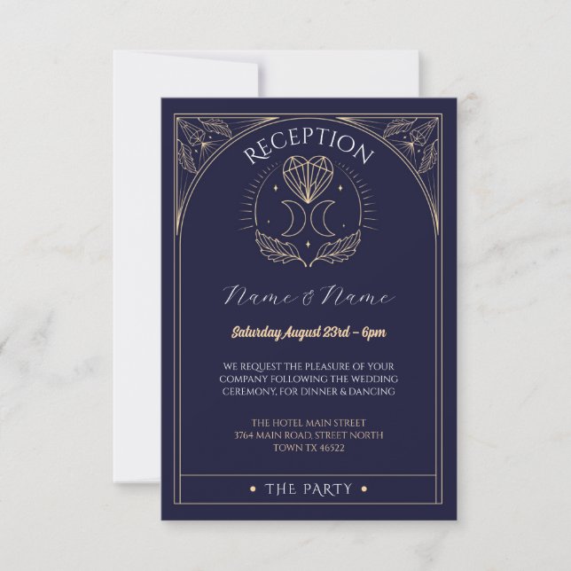 Tarot Wedding Reception Cards Crystals Hearts Moon (Front)