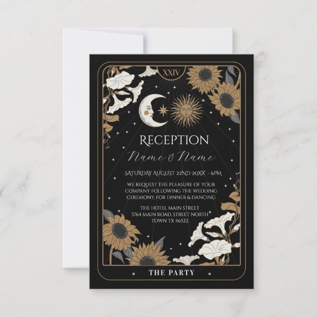 Tarot Wedding Reception Cards Spiritual Sun Moon (Front)