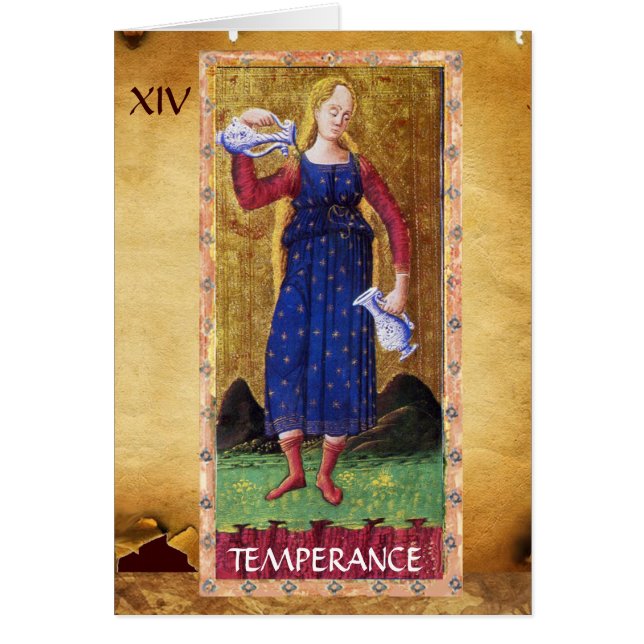 TAROTS DE RENAISSANCE ANTIQUE 14 / TEMPÉRANCE (Devant)