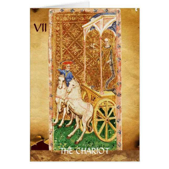 TAROTS DE RENAISSANCE ANTIQUE 7 / LE CHARIOT (Devant)