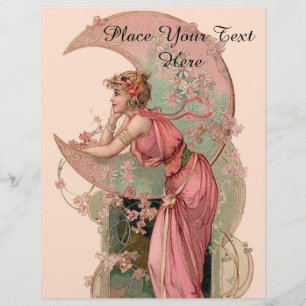 TAROTS / LADY OF THE MOON WITH FLOWERS IN PINK FLYER