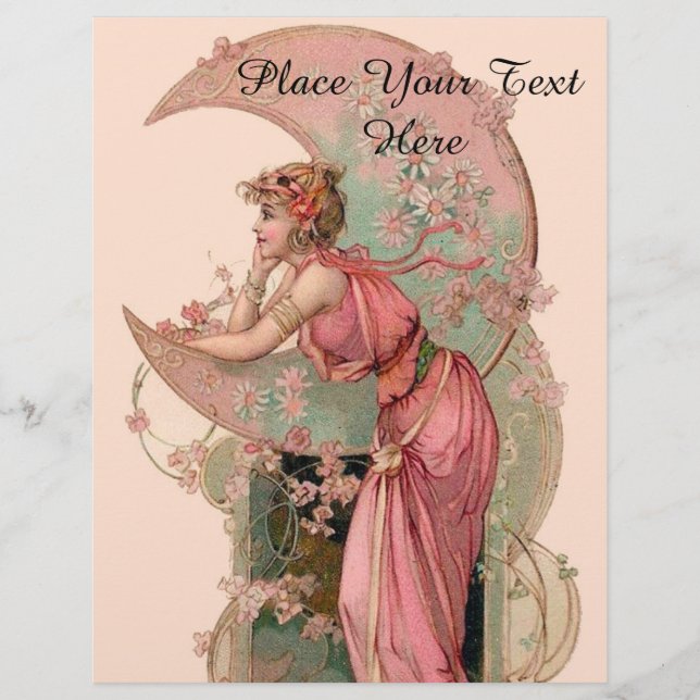 TAROTS / LADY OF THE MOON WITH FLOWERS IN PINK FLYER (Front)