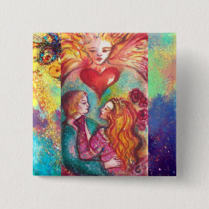 TAROTS LOST SHADOWS,LOVERS Valentine's Day Heart 2 Inch Square Button