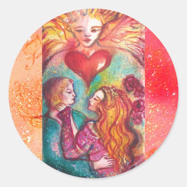 TAROTS LOST SHADOWS,LOVERS Valentine's Day Heart Classic Round Sticker (Front)