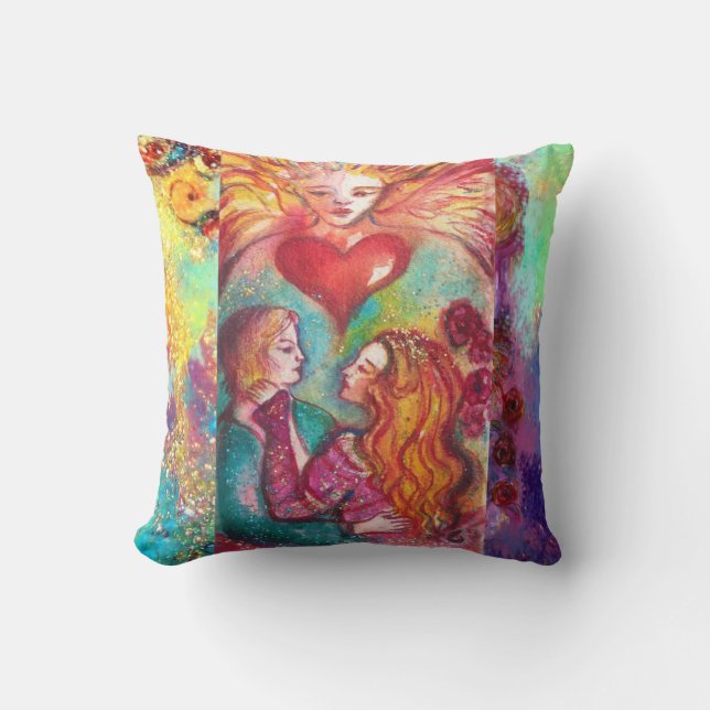 TAROTS LOST SHADOWS,LOVERS Valentine's Day Heart Throw Pillow (Front)