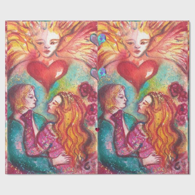 TAROTS OF LOST SHADOWS,LOVERS Valentine's Day Wrapping Paper (Flat)