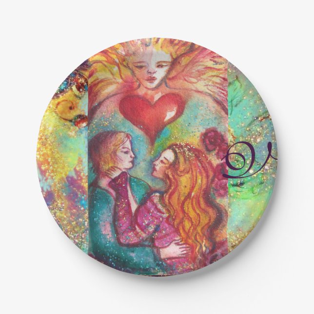 TAROTS OF LOST THE SHADOWS,LOVERS Valentine's Day Paper Plate (Front)