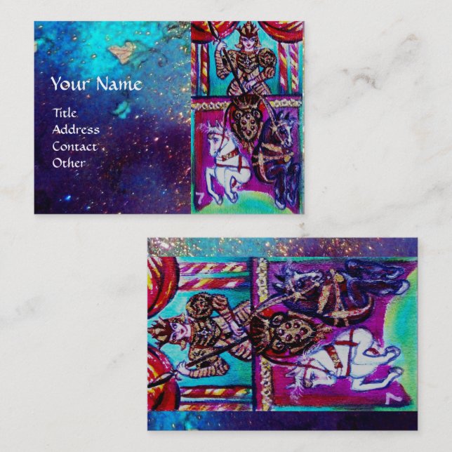 TAROTS OF THE LOST SHADOWS / CHARIOT Blue Business Card (Front/Back)