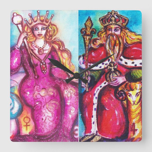 TAROTS OF THE LOST SHADOWS /EMPRESS AND EMPEROR SQUARE WALL CLOCK (Front)