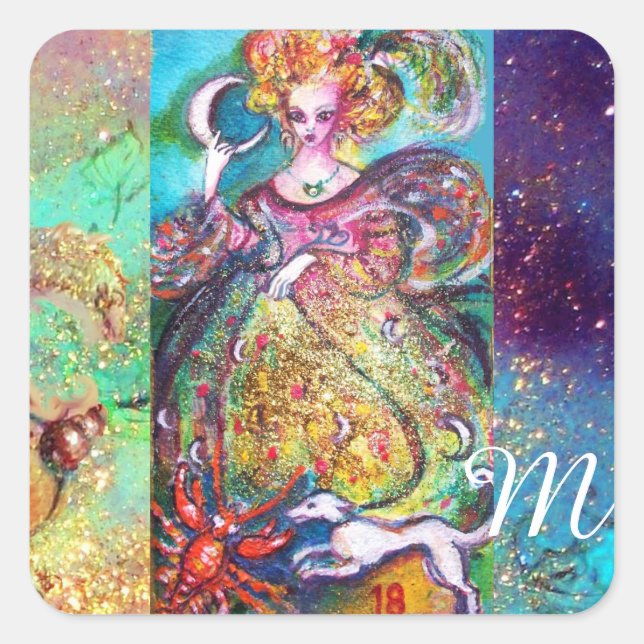 TAROTS OF THE LOST SHADOWS /THE MOON LADY Monogram Square Sticker (Front)