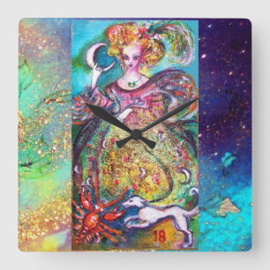 TAROTS OF THE LOST SHADOWS /THE MOON LADY SQUARE WALL CLOCK