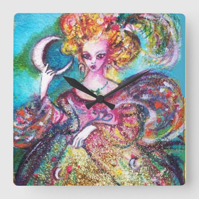 TAROTS OF THE LOST SHADOWS /THE MOON LADY SQUARE WALL CLOCK (Front)