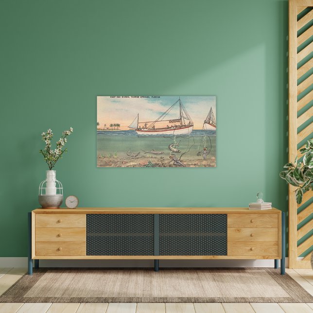 Tarpon Springs, FL - View of Boat & Deep Sea Canvas Print (Creator Uploaded)