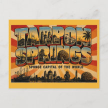 Tarpon Springs Florida Sponge Capital Vintage Art
