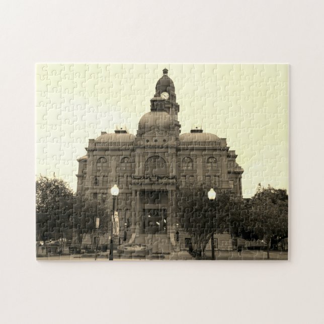 Tarrant County Courthouse Southwest SideBlackWhite Jigsaw Puzzle (Horizontal)