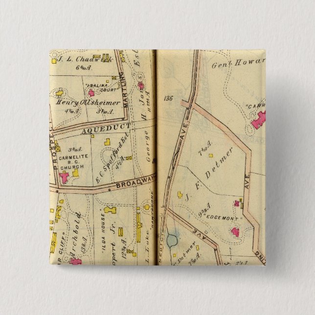 Tarrytown, New York 3 2 Inch Square Button (Front)