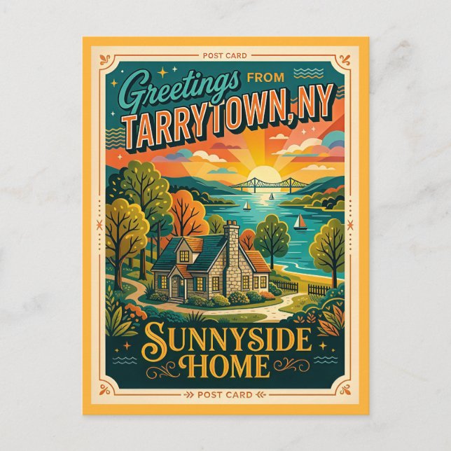 Tarrytown NY Sunnyside Vintage Style Postcard (Front)