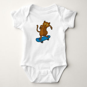 Tarsier as Skater with Skateboard Baby Bodysuit