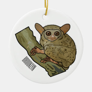 Tarsier cartoon illustration ceramic ornament
