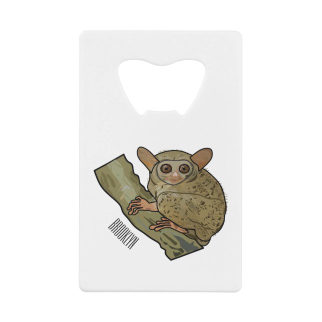 Tarsier cartoon illustration  credit card bottle opener (Front)
