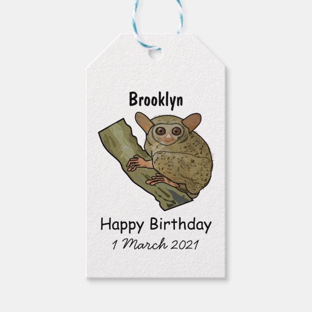 Tarsier cartoon illustration gift tags (Front)